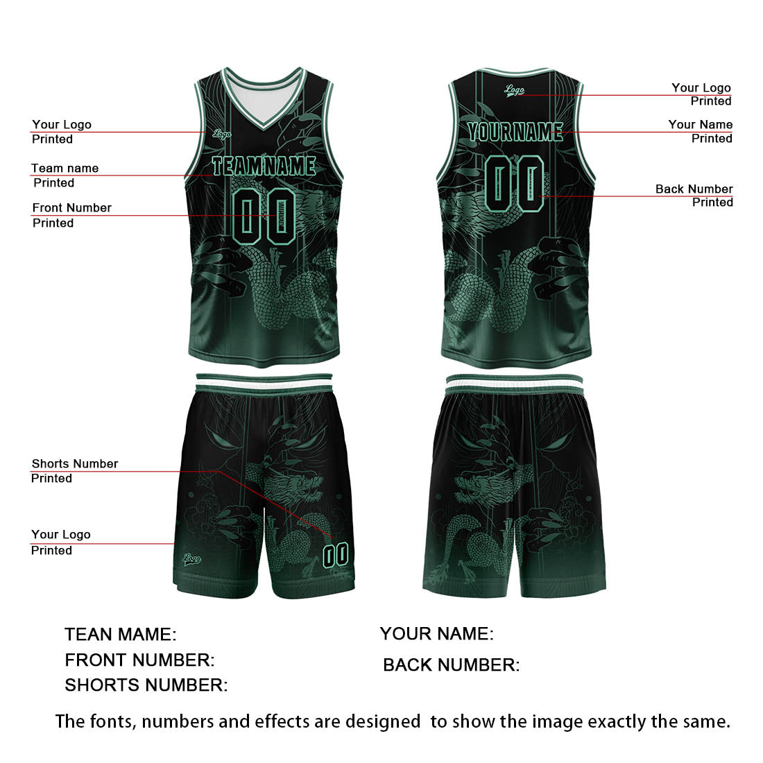 Benutzerdefinierte Grün Reversible Basketball Jersey Personalisierte Print Name Nummer Logo