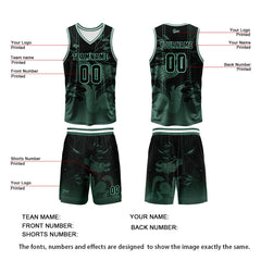 Benutzerdefinierte Grün Reversible Basketball Jersey Personalisierte Print Name Nummer Logo