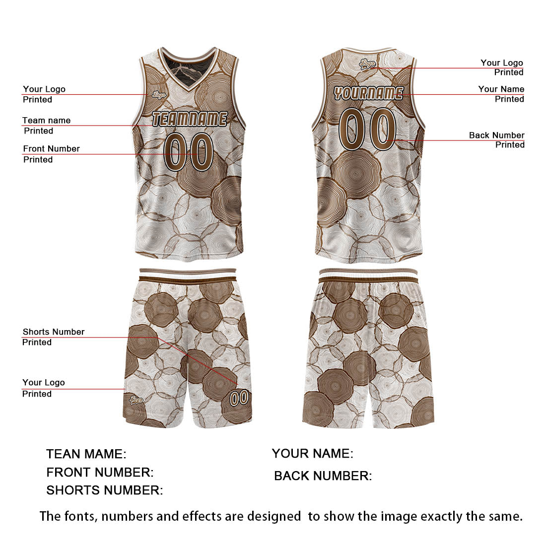 Benutzerdefinierte Braun Reversible Basketball Jersey Personalisierte Print Name Nummer Logo