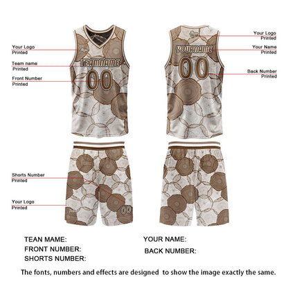 Benutzerdefinierte Braun Reversible Basketball Jersey Personalisierte Print Name Nummer Logo