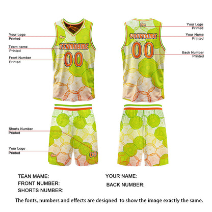 Benutzerdefinierte Grün Orange Reversible Basketball Jersey Personalisierte Print Name Nummer Logo