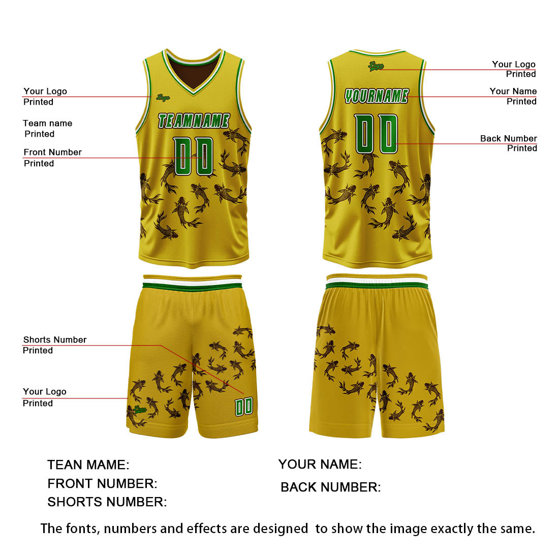 Benutzerdefinierte Gelb Braun Reversible Basketball Jersey Personalisierte Print Name Nummer Logo