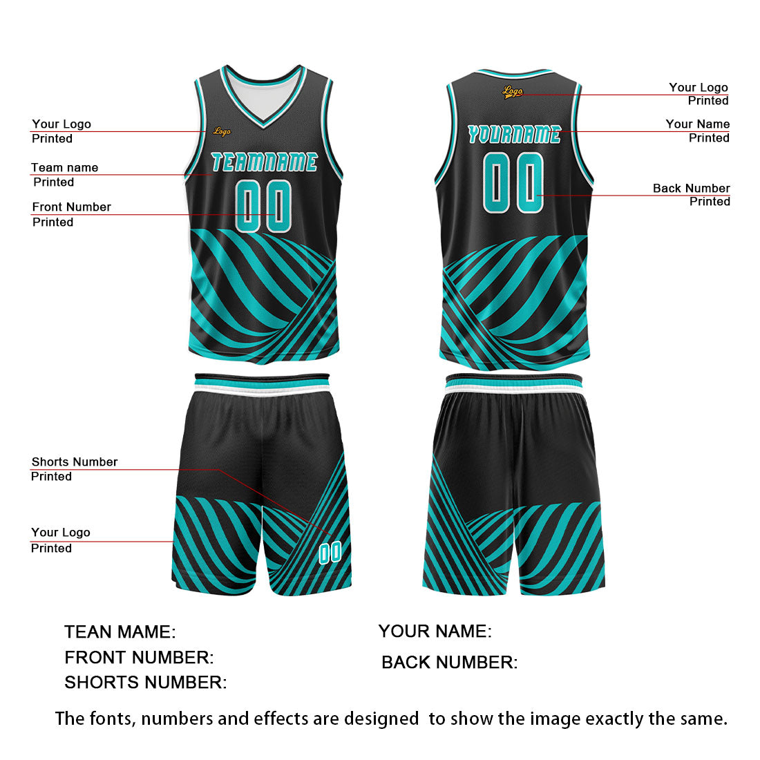Benutzerdefinierter Wasser Blau Basketball Jersey Uniform Anzug gedruckt Ihr Logo Name Nummer