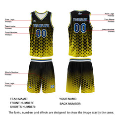 Benutzerdefinierter Gelb Blau Basketball Jersey Uniform Anzug gedruckt Ihr Logo Name Nummer