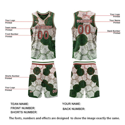 Benutzerdefinierte Grün Rot Reversible Basketball Jersey Personalisierte Print Name Nummer Logo