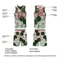 Benutzerdefinierte Grün Rot Reversible Basketball Jersey Personalisierte Print Name Nummer Logo