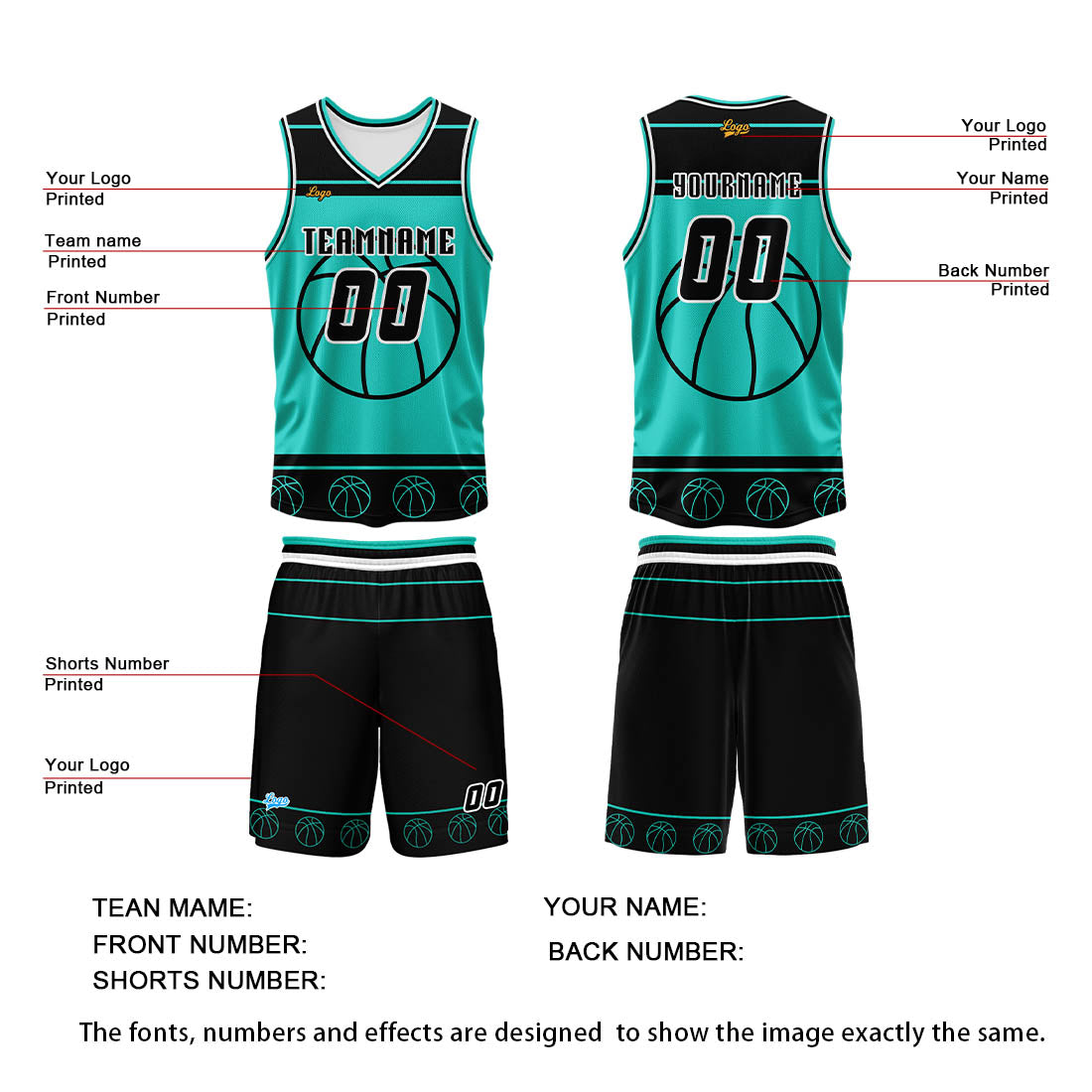 Benutzerdefinierter Weiß Tiffany Blau Basketball Jersey Uniform Anzug gedruckt Ihr Logo Name Nummer