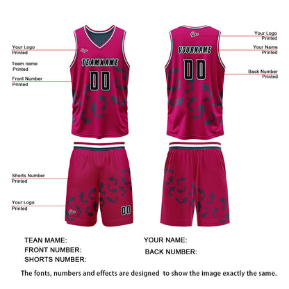 Benutzerdefinierte Rose Blau Reversible Basketball Jersey Personalisierte Print Name Nummer Logo
