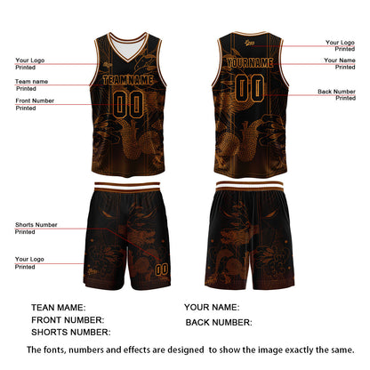 Benutzerdefinierte Braun Reversible Basketball Jersey Personalisierte Print Name Nummer Logo