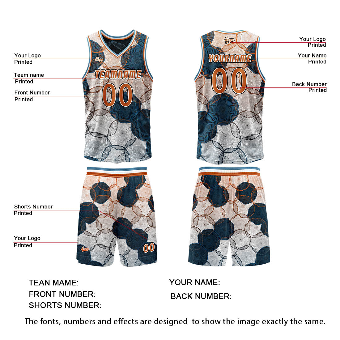 Benutzerdefinierte Blau Orange Reversible Basketball Jersey Personalisierte Print Name Nummer Logo