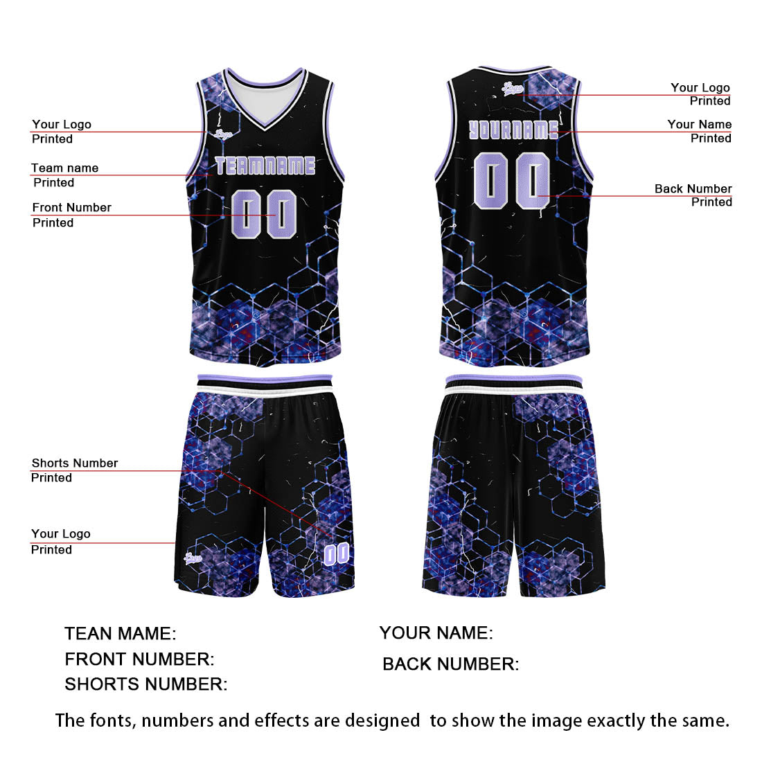 Benutzerdefinierter Lila Basketball Jersey Uniform Anzug gedruckt Ihr Logo Name Nummer