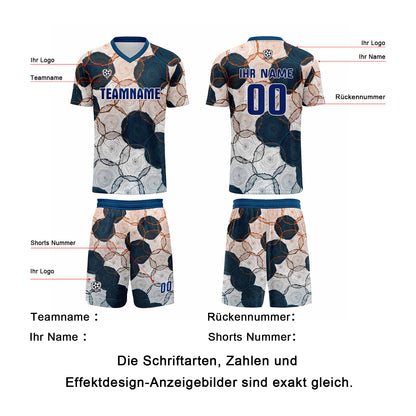 Benutzerdefinierte Dunkelblau Orange Trikots für Männer Frauen Personalisierte Fußball Uniformen für Erwachsene und Kind