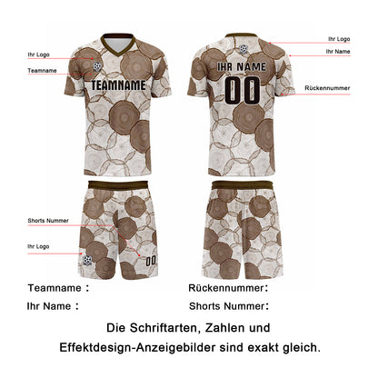 Benutzerdefinierte Weiß Braun Trikots für Männer Frauen Personalisierte Fußball Uniformen für Erwachsene und Kind