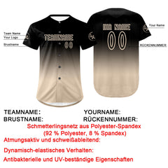 Benutzerdefiniert Schwarz Beige Personalisierter Baseball Jersey mit Farbverlauf Team Uniform mit Namen und Nummer