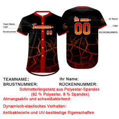 Benutzerdefiniert Schwarz Rot Personalisierter Baseball Jersey mit Farbverlauf Team Uniform mit Namen und Nummer