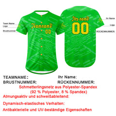 Benutzerdefiniert Grün Gelb Personalisierter Baseball Jersey mit Farbverlauf Team Uniform mit Namen und Nummer