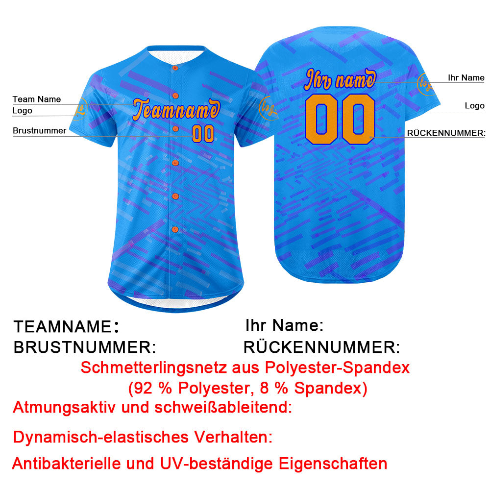 Benutzerdefiniert Blau Lila Personalisierter Baseball Jersey mit Farbverlauf Team Uniform mit Namen und Nummer