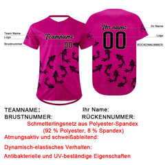 Benutzerdefiniert Rose Rosa Schwarz Personalisierter Baseball Jersey mit Farbverlauf Team Uniform mit Namen und Nummer