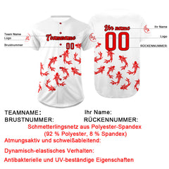 Benutzerdefiniert Weiß Rot Personalisierter Baseball Jersey mit Farbverlauf Team Uniform mit Namen und Nummer