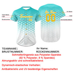 Benutzerdefiniert Seen Blau Weiß Personalisierter Baseball Jersey mit Farbverlauf Team Uniform mit Namen und Nummer