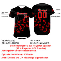 Benutzerdefiniert Schwarz Rot Personalisierter Baseball Jersey mit Farbverlauf Team Uniform mit Namen und Nummer