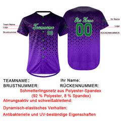 Benutzerdefiniert Schwarz Lila Personalisierter Baseball Jersey mit Farbverlauf Team Uniform mit Namen und Nummer