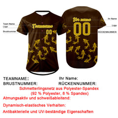Benutzerdefiniert Braun Gelb Personalisierter Baseball Jersey mit Farbverlauf Team Uniform mit Namen und Nummer