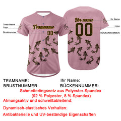 Benutzerdefiniert Hellrosa Olivengrün Personalisierter Baseball Jersey mit Farbverlauf Team Uniform mit Namen und Nummer