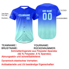 Benutzerdefiniert Dunkelblau Blau Personalisierter Baseball Jersey mit Farbverlauf Team Uniform mit Namen und Nummer