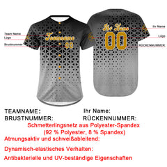 Benutzerdefiniert Altes Schwarzes Gold Personalisierter Baseball Jersey mit Farbverlauf Team Uniform mit Namen und Nummer