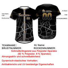 Benutzerdefiniert Altes Schwarzes Gold Personalisierter Baseball Jersey mit Farbverlauf Team Uniform mit Namen und Nummer