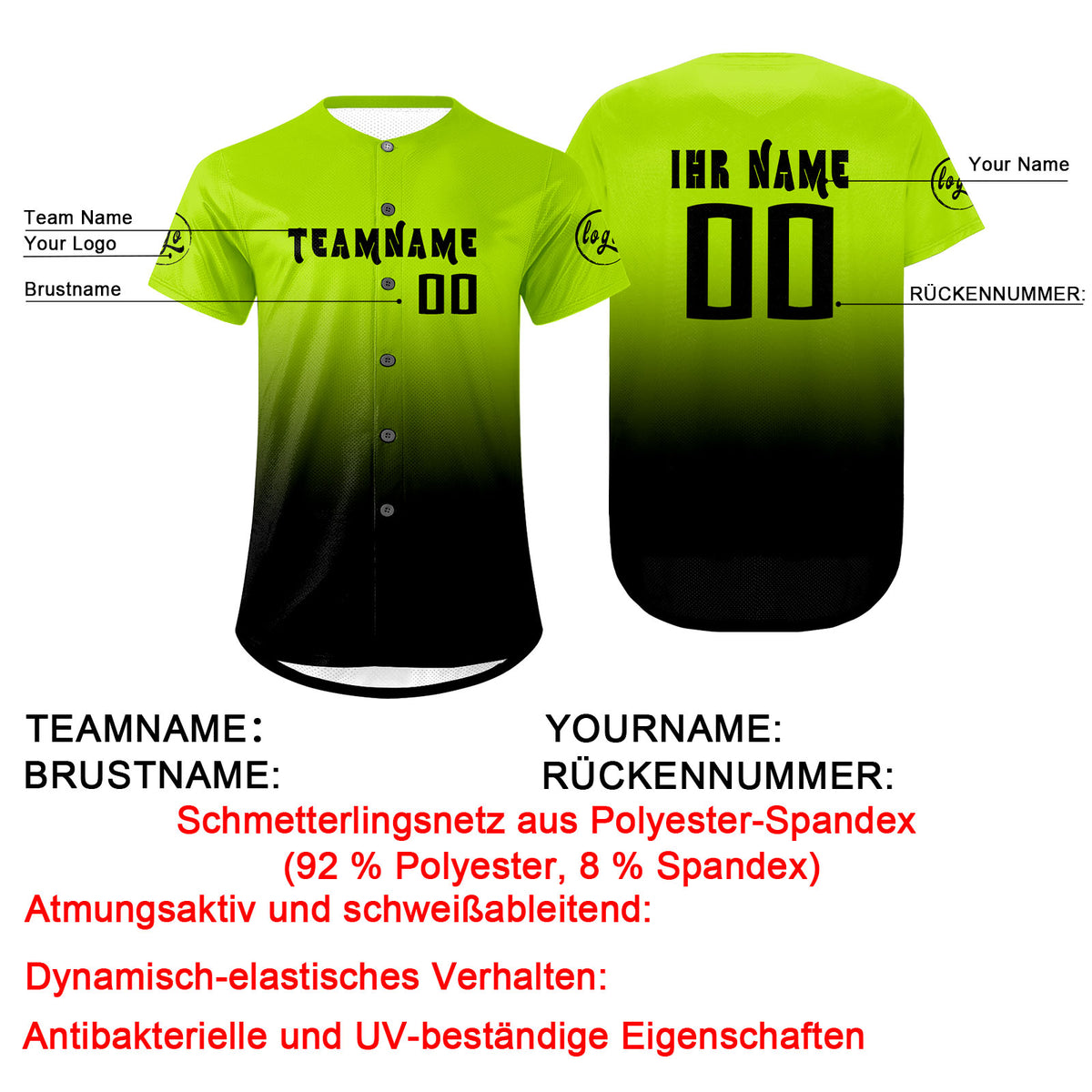 Benutzerdefiniert Hell Cyan Schwarz Personalisierter Baseball Jersey mit Farbverlauf Team Uniform mit Namen und Nummer
