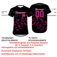 Benutzerdefiniert Schwarze Rose Rosa Personalisierter Baseball Jersey mit Farbverlauf Team Uniform mit Namen und Nummer