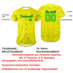 Benutzerdefiniert Gelb Grün Personalisierter Baseball Jersey mit Farbverlauf Team Uniform mit Namen und Nummer