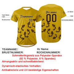 Benutzerdefiniert Gelb Braun Personalisierter Baseball Jersey mit Farbverlauf Team Uniform mit Namen und Nummer