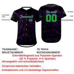 Benutzerdefiniert Schwarz Lila Personalisierter Baseball Jersey mit Farbverlauf Team Uniform mit Namen und Nummer