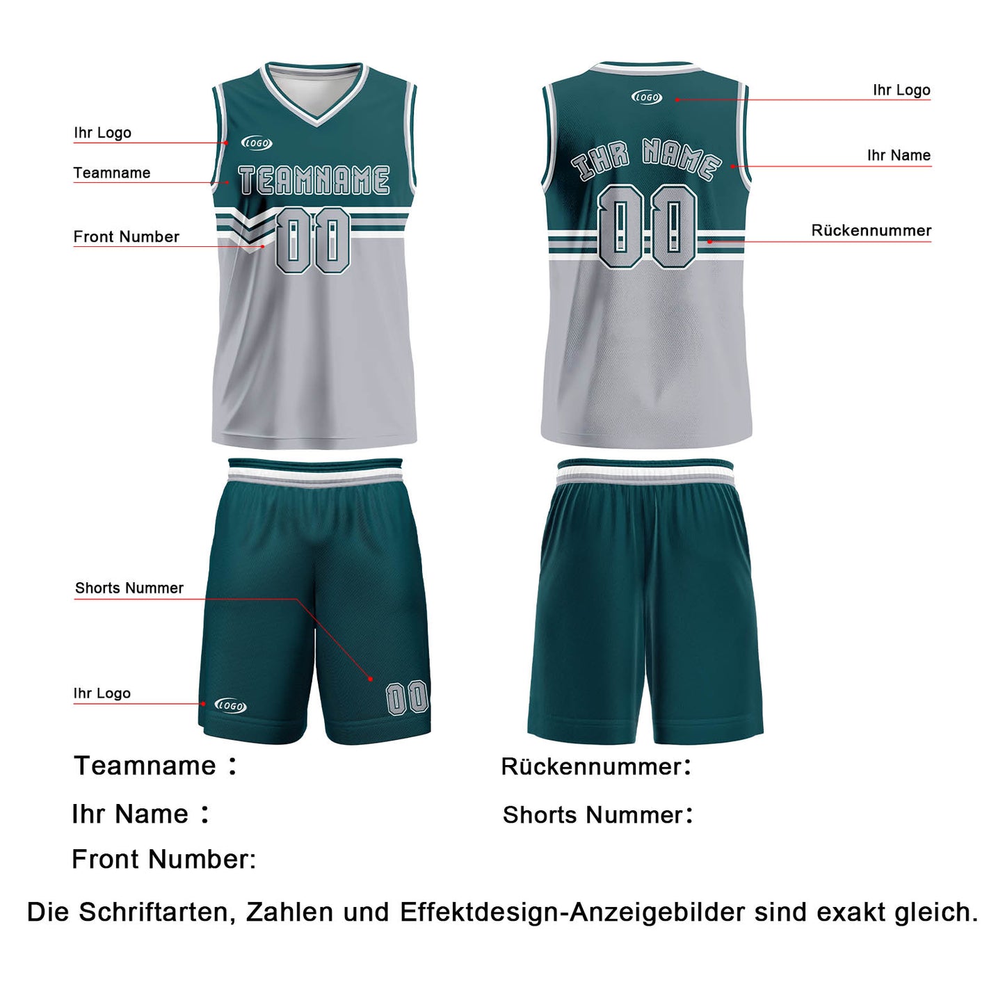 Benutzerdefinierter Grün Grau Weiß Basketball Jersey Uniform Anzug gedruckt Ihr Logo Name Nummer