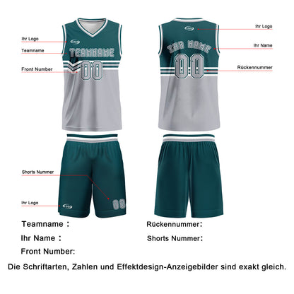 Benutzerdefinierter Grün Grau Weiß Basketball Jersey Uniform Anzug gedruckt Ihr Logo Name Nummer