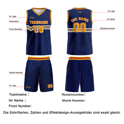 Benutzerdefinierter Blau Gelb Weiß Rot Basketball Jersey Uniform Anzug gedruckt Ihr Logo Name Nummer