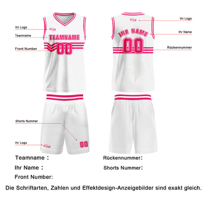 Benutzerdefinierter Weiß Rose Rot Basketball Jersey Uniform Anzug gedruckt Ihr Logo Name Nummer