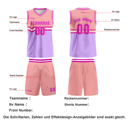 Benutzerdefinierter Rosa Lila Rose Rot Basketball Jersey Uniform Anzug gedruckt Ihr Logo Name Nummer