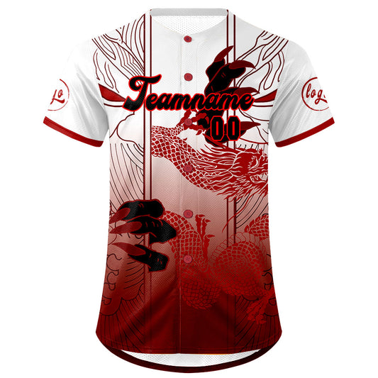 Benutzerdefiniert Rot Weiß Personalisierter Baseball Jersey mit Farbverlauf Team Uniform mit Namen und Nummer