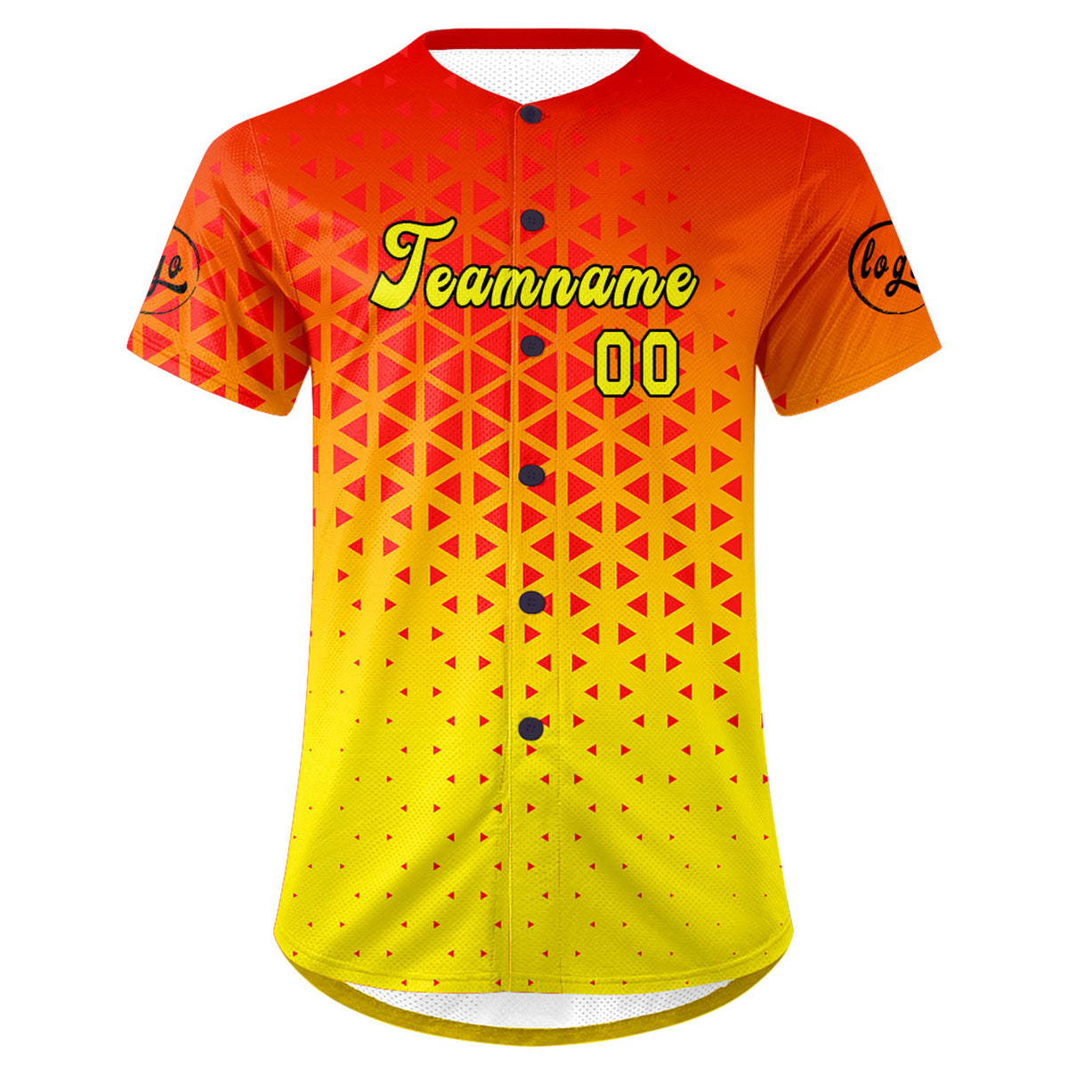 Benutzerdefiniert Rot Gelb Personalisierter Baseball Jersey mit Farbverlauf Team Uniform mit Namen und Nummer