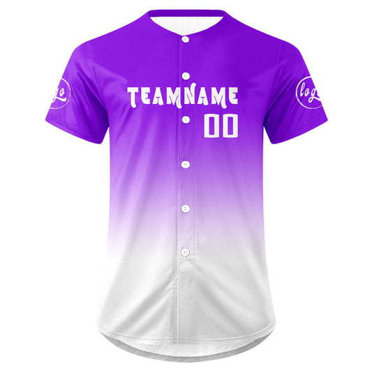 Benutzerdefiniert Lila Weiß Personalisierter Baseball Jersey mit Farbverlauf Team Uniform mit Namen und Nummer
