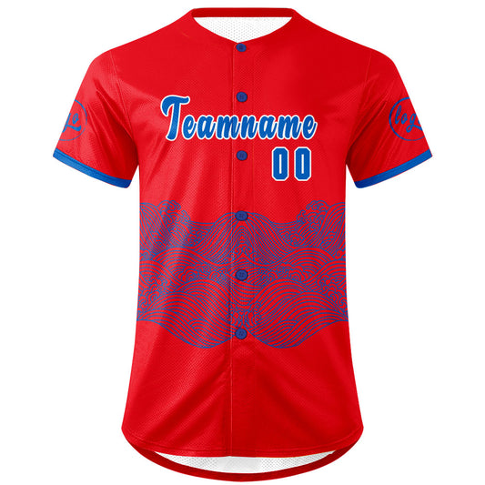 Benutzerdefiniert Rot Blau Personalisierter Baseball Jersey mit Farbverlauf Team Uniform mit Namen und Nummer