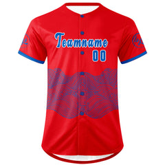 Benutzerdefiniert Rot Blau Personalisierter Baseball Jersey mit Farbverlauf Team Uniform mit Namen und Nummer