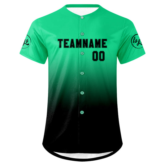 Benutzerdefiniert Grün Schwarz Personalisierter Baseball Jersey mit Farbverlauf Team Uniform mit Namen und Nummer