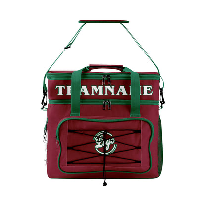 Maßgeschickerte Rot Grün vollflächig bedruckte isolierte Kühltasche mit Doppelwand Wasserdichte 600D Oxford Picknick-Tragetasche für Teamevents & Outdoor-Grillen