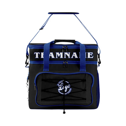 Maßgeschickerte Schwarz Dunkelblau vollflächig bedruckte isolierte Kühltasche mit Doppelwand Wasserdichte 600D Oxford Picknick-Tragetasche für Teamevents & Outdoor-Grillen