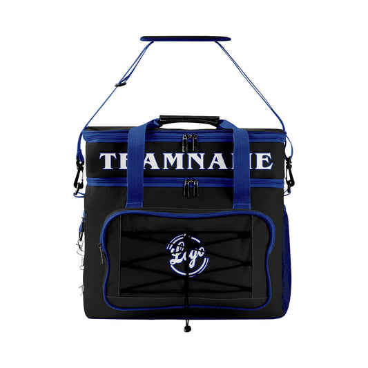 Maßgeschickerte Schwarz Dunkelblau vollflächig bedruckte isolierte Kühltasche mit Doppelwand Wasserdichte 600D Oxford Picknick-Tragetasche für Teamevents & Outdoor-Grillen